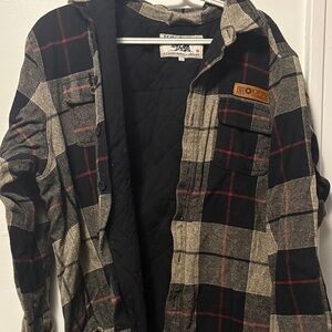 LG Men's Black and Brown Checkered Shirt Jacket